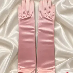 Baby pink satin elbow-length gloves 37 cm