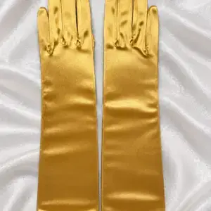 Gold satin elbow-length gloves 37 cm