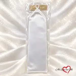 White fingerless satin bridal gloves 31 cm