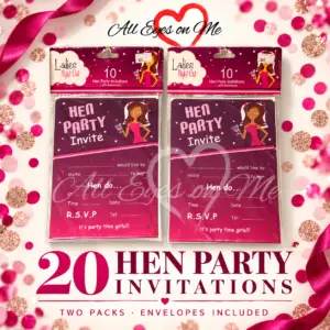 20 pink and purple hen party invitations in two packs with envelopes