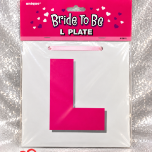 Bride To Be L Plate — White with Bright Pink L