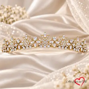 Gold-Tone Floral Rhinestone Bridal Tiara